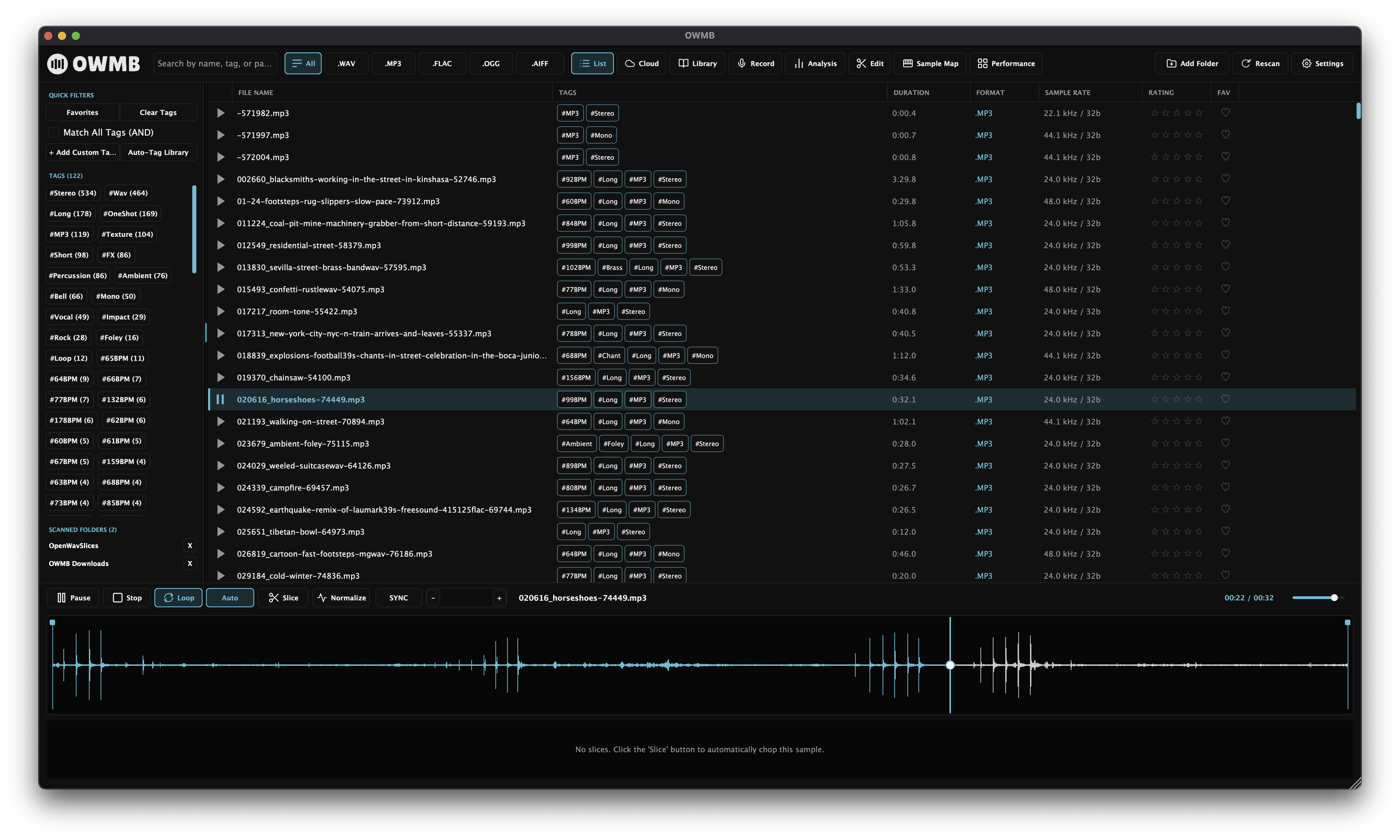 OWMB List Browser & Waveform View